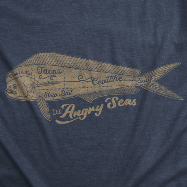 Product: "Mahi Cuts" Tri-Blend T-Shirt // Description: Angry Seas tee with monogram in off white silkscreened design // Color: Vintage Navy // Brand: The Angry Seas Clothing
