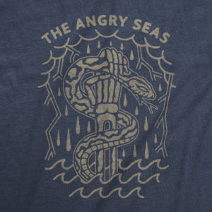 Product: "Snake Bite" Tri-Blend T-Shirt // Description: Angry Seas tee features a fistful of snake design silkscreened on tee // Color: Vintage Indigo // Brand: The Angry Seas Clothing