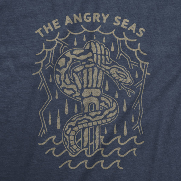 Product: "Snake Bite" Tri-Blend T-Shirt // Description: Angry Seas tee features a fistful of snake design silkscreened on tee // Color: Vintage Indigo // Brand: The Angry Seas Clothing