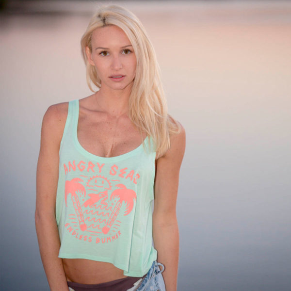 Product: "ENDLESS BUMMER" Tank Top // Description: Women's Cropped Tank Top // Color: Mint // Brand: The Angry Seas Clothing