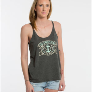 Product: "ANCHORED" Slouchy Fit Tank Top // Description: Angry Seas tee with Anchored Badge silkscreened design // Color: Vintage Black // Brand: The Angry Seas Clothing