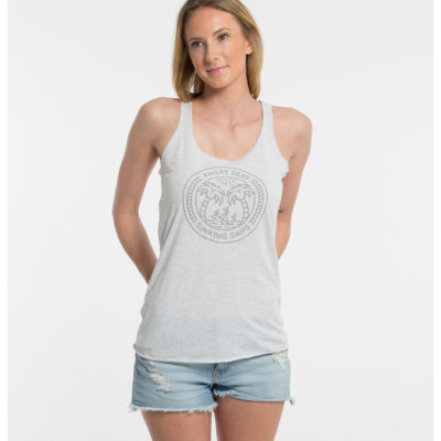 Product: "SINKING SHIPS" Tank Top // Description: Women's Relaxed Fit Tank Top // Color: White // Brand: The Angry Seas Clothing