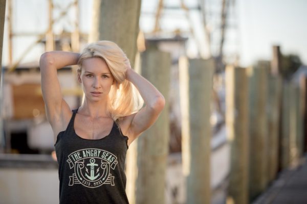 Product: "ANCHORED" Slouchy Fit Tank Top // Description: Angry Seas tee with Anchored Badge silkscreened design // Color: Vintage Black // Brand: The Angry Seas Clothing