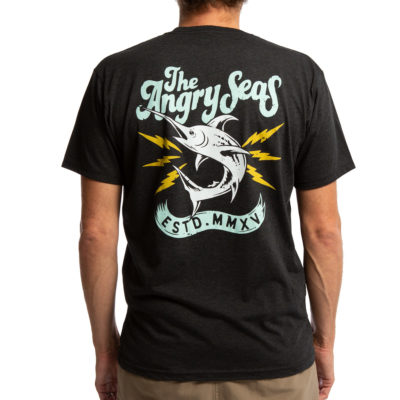 Product: "Deep Drop" Tri-Blend T-Shirt // Description: Angry Seas tee with badass silkscreened design // Color: Vintage Black // Brand: The Angry Seas Clothing